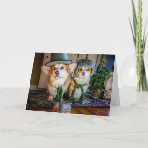 Kerstkaart van een Corgi Kaart