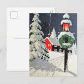 Kerstkaart van een kerk uit vervlogen tijden feestdagenkaart (Voorkant / Achterkant)