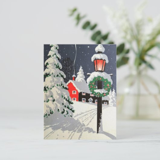 Kerstkaart van een kerkgemeenschap in ouderwetse k feestdagenkaart (Staand voorkant)