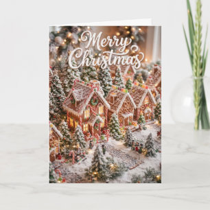 Kerstkaart van een kerststal van gemberkoek kaart