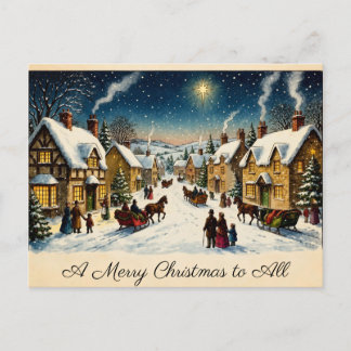 Kerstkaart van een oud Victoriaans dorp Briefkaart