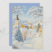 Kerstkaart van een rustig besneeuwd dorp (Voorkant / Achterkant)
