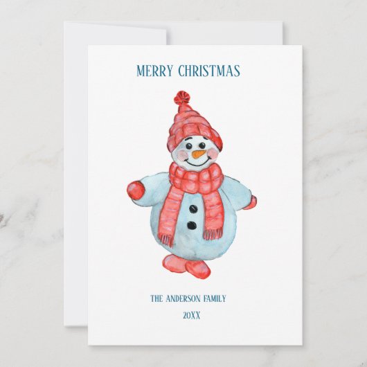 Kerstkaart van een sneeuwman kaart (Voorkant)