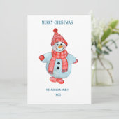 Kerstkaart van een sneeuwman kaart (Staand voorkant)
