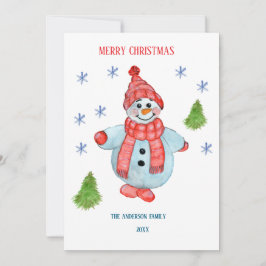 Kerstkaart van een sneeuwman kaart