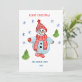 Kerstkaart van een sneeuwman kaart (Staand voorkant)