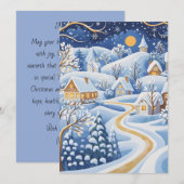 Kerstkaart van een winterdorp in het maanlicht (Voorkant / Achterkant)
