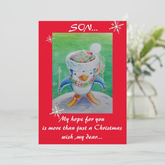 Kerstkaart van een zoon (Staand voorkant)