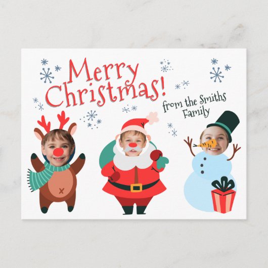 Kerstkaart van Familie gepersonaliseerd Briefkaart (Voorkant)