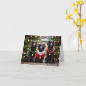 Kerstkaart van Flat Coated Retrievers Kaart (Gele Bloem)