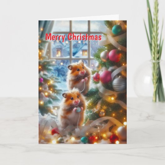 Kerstkaart van hamsters kaart (Voorkant)