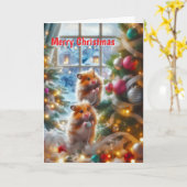 Kerstkaart van hamsters kaart (Gele Bloem)