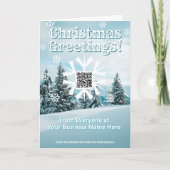 Kerstkaart van het bedrijf Sneeuwvlok met QR-code Kaart (Voorkant)