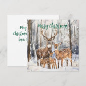 Kerstkaart van het hertenfamilieflat (Voorkant / Achterkant)