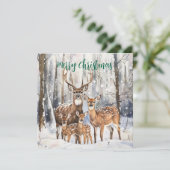 Kerstkaart van het hertenfamilieflat (Staand voorkant)
