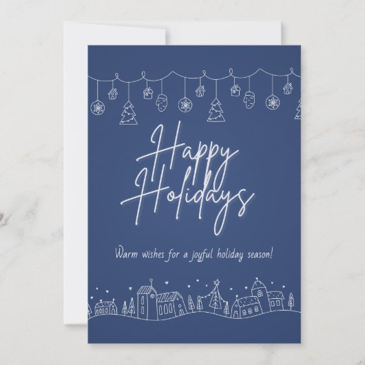 Kerstkaart van het Navy Blue Winterdorp Kaart (Voorkant)
