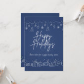 Kerstkaart van het Navy Blue Winterdorp Kaart (Voorkant / Achterkant in situ)