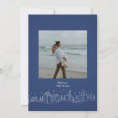 Kerstkaart van het Navy Blue Winterdorp Kaart (Achterkant)