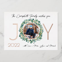 Kerstkaart van JOY Folie 2-zijdig met waterverfkra