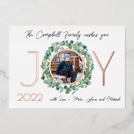 Kerstkaart van JOY Folie 2-zijdig met waterverfkra Feestdagenkaart