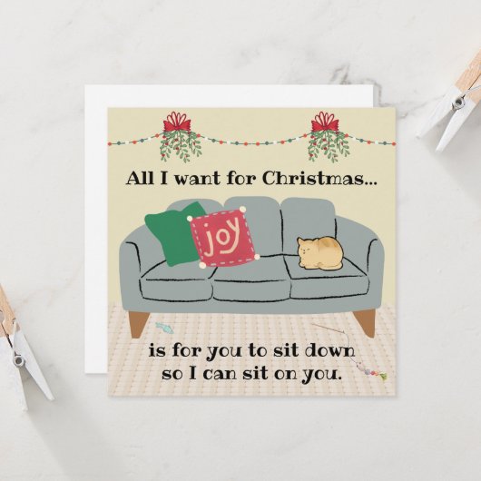 Kerstkaart van Kat, Gesneden Sinaasappelbrood Kat Kaart (Voorkant / Achterkant in situ)