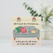 Kerstkaart van Kat, Sinaasappelbanaan Kat Kaart (Staand voorkant)