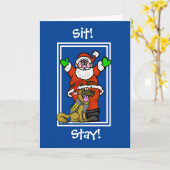 Kerstkaart van Kerstman en politiehond Kaart (Gele Bloem)