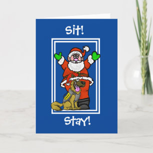 Kerstkaart van Kerstman en politiehond Kaart