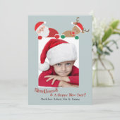 Kerstkaart van Kerstman en Rudolph (Staand voorkant)