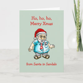Kerstkaart van Kerstman in Sandalen Feestdagen Kaart