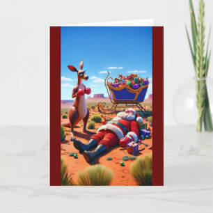 Kerstkaart van Kerstman met Australische verrassin Feestdagen Kaart