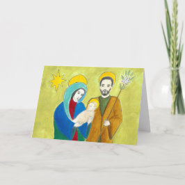 Kerstkaart van Maria, Jozef en het kindje Jezus. Feestdagen Kaart