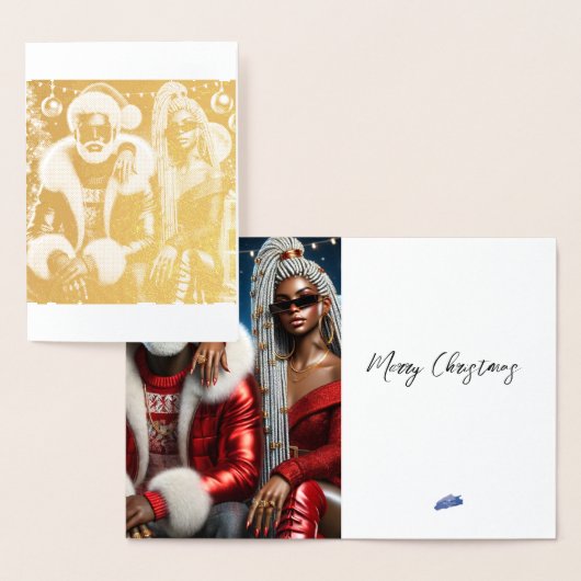 Kerstkaart van meneer en mevrouw Kerstman Folie Kaarten (Display)