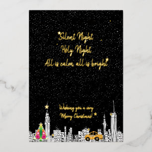 Kerstkaart van New York City Taxi City Folie Feestdagenkaart