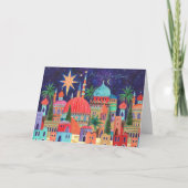 Kerstkaart van Oosterse stad Kaart (Voorkant)