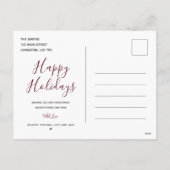 Kerstkaart van rode fluwelen foto met bedankbrief feestdagenkaart (Achterkant)