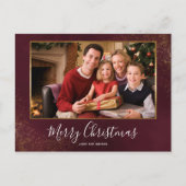 Kerstkaart van rode fluwelen foto met bedankbrief feestdagenkaart (Voorkant)