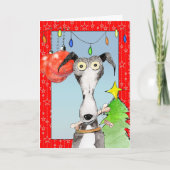 Kerstkaart van Santa - Greyhound (A517) Feestdagen Kaart (Voorkant)