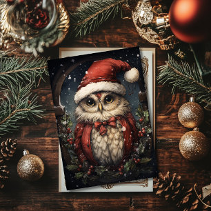 Kerstkaart van Santa Owl Flat