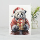 Kerstkaart van Santa Panda Flat (Staand voorkant)