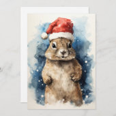 Kerstkaart van Santa Squirrel Flat (Voorkant / Achterkant)