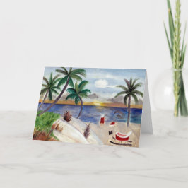 Kerstkaart van Santa's strandvakantie Feestdagen Kaart