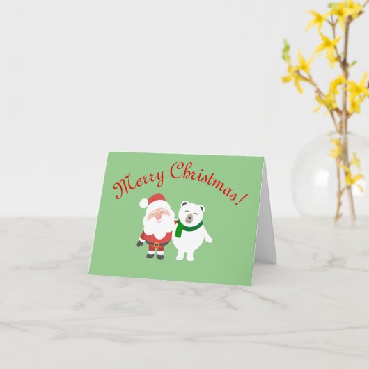 Kerstkaart van Sinterklaas en ijsbeer Kaart (Gele Bloem)