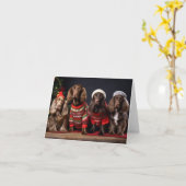 Kerstkaart van Sussex Spaniels Kaart (Gele Bloem)