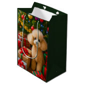 Kerstkaart van Toy Poodle Medium Cadeauzakje (Voorkant Gekanteld)