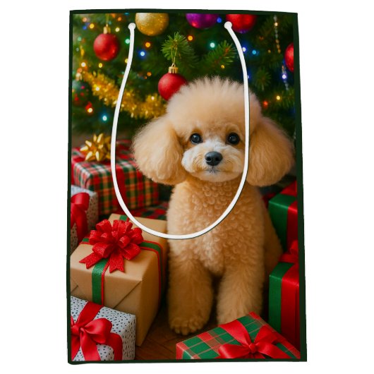 Kerstkaart van Toy Poodle Medium Cadeauzakje (Voorkant)