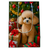 Kerstkaart van Toy Poodle Medium Cadeauzakje (Achterkant)