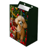 Kerstkaart van Toy Poodle Medium Cadeauzakje (Achterkant Gekanteld)
