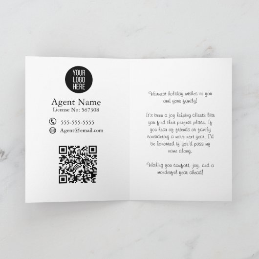 Kerstkaart van vastgoedmakelaar kaart (Binnen)