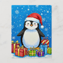 Kerstkaart van vrolijke pinguïn briefkaart